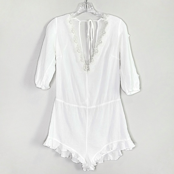 VICTORIA'S SECRET Boho Beach Pool Cover Up One Piece White Romper size Medium - Picture 13 of 13